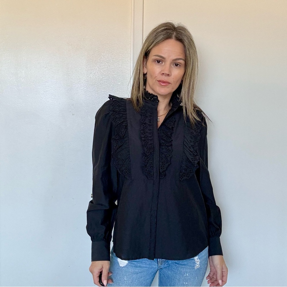 New The Westside Gemma Starlight Eyelet Top Black - Picture 6 of 11